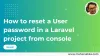 How to reset a User password in a Laravel project from console